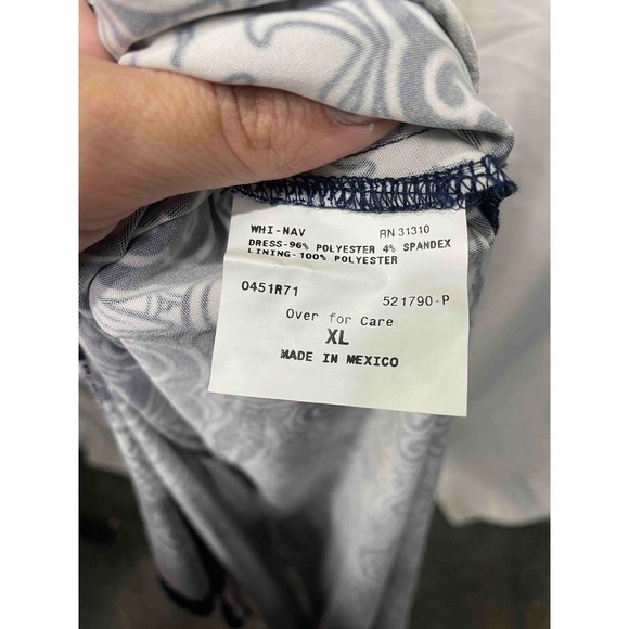 AB Studio Women's Maxi Dress XL Navy White Geometric Print Spaghetti Strap - Picture 6 of 7